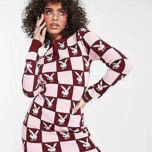 Playboy x Missguided Checker Sweater Dress